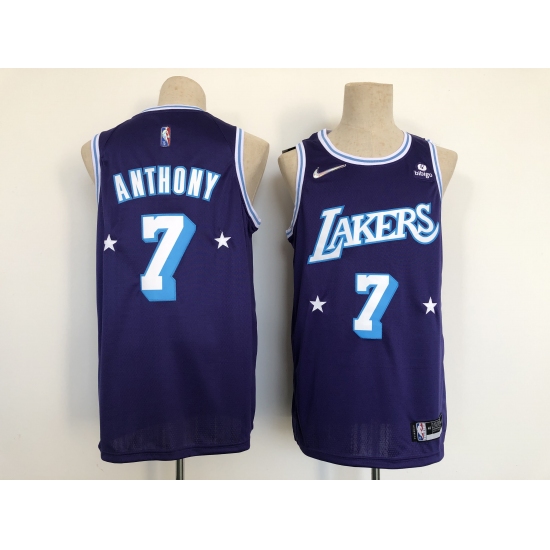 Men's Los Angeles Lakers 2021-22 City Ediition 7 Carmelo Anthony Purple Stitched Basketball Jersey