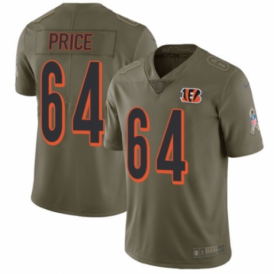 Youth Nike Cincinnati Bengals 64 Billy Price Limited Olive 2017 Salute to Service NFL Jersey