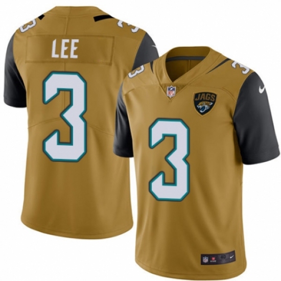 Men's Nike Jacksonville Jaguars 3 Tanner Lee Limited Gold Rush Vapor Untouchable NFL Jersey
