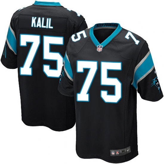 Men's Nike Carolina Panthers 75 Matt Kalil Game Black Team Color NFL Jersey