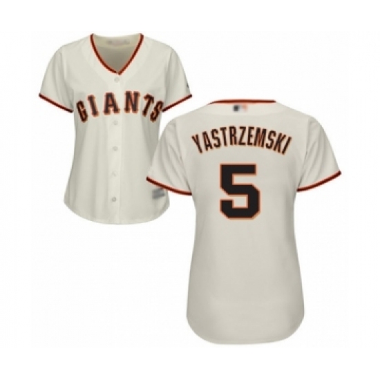 Women's San Francisco Giants 5 Mike Yastrzemski Authentic Cream Home Cool Base Baseball Player Jersey