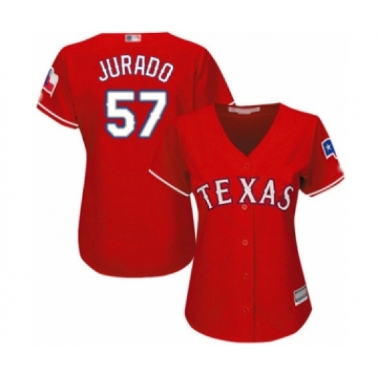 Women's Texas Rangers 57 Ariel Jurado Authentic Red Alternate Cool Base Baseball Player Jersey