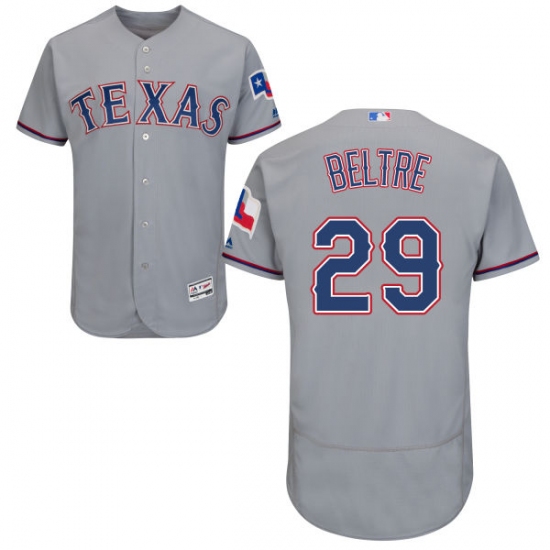 Men's Majestic Texas Rangers 29 Adrian Beltre Grey Road Flex Base Authentic Collection MLB Jersey