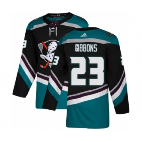 Men's Adidas Anaheim Ducks 23 Brian Gibbons Premier Black Teal Alternate NHL Jersey