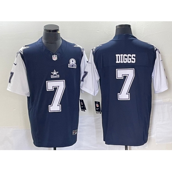 Men's Nike Dallas Cowboys 7 Trevon Diggs Navy Thanksgiving 2023 F.U.S.E. Stitched Football Jersey