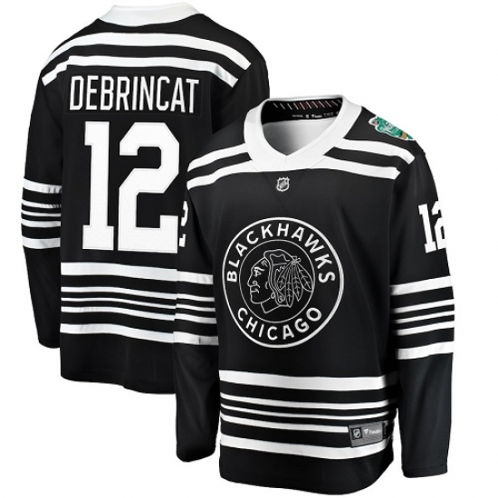 Men's Chicago Blackhawks 12 Alex DeBrincat Black 2019 Winter Classic Fanatics Branded Breakaway NHL Jersey