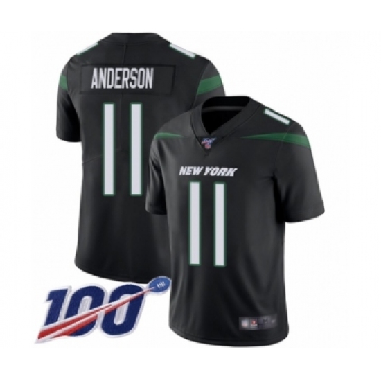 Men's New York Jets 11 Robby Anderson Black Alternate Vapor Untouchable Limited Player 100th Season Football Jersey