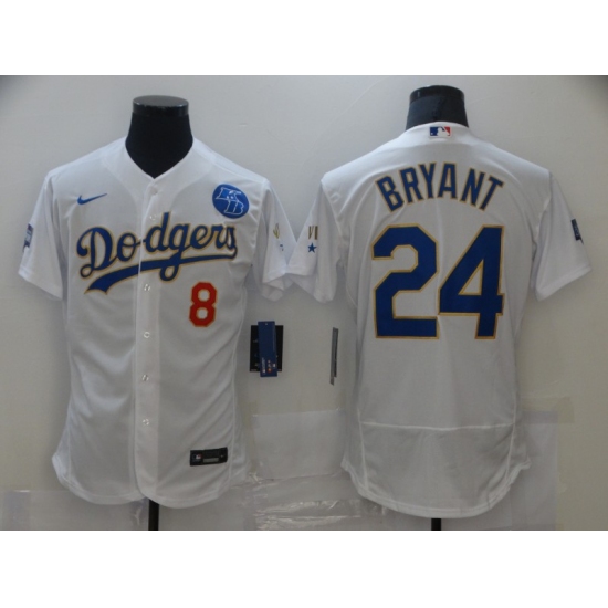 Men's Nike Los Angeles Dodgers 24 Kobe Bryant White Champions Authentic Jersey