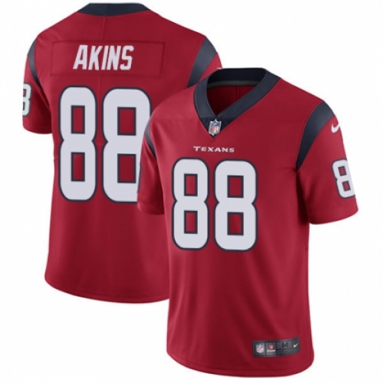 Men's Nike Houston Texans 88 Jordan Akins Red Alternate Vapor Untouchable Limited Player NFL Jersey
