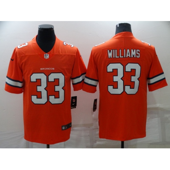 Men's Denver Broncos 33 Javonte Williams Nike Orange Stitched Limited Jersey