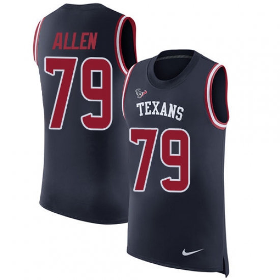 Men's Nike Houston Texans 79 Jeff Allen Limited Navy Blue Rush Player Name & Number Tank Top NFL Jersey