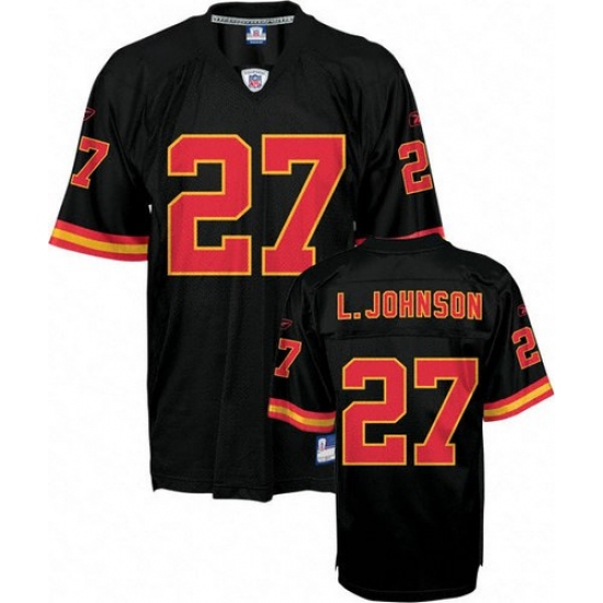 Reebok Kansas City Chiefs 27 Larry Johnson Black Alternate Replica Throwback NFL Jersey