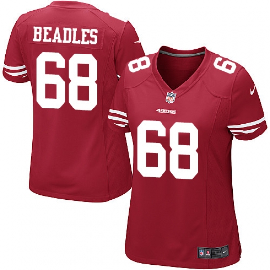 Women's Nike San Francisco 49ers 68 Zane Beadles Game Red Team Color NFL Jersey