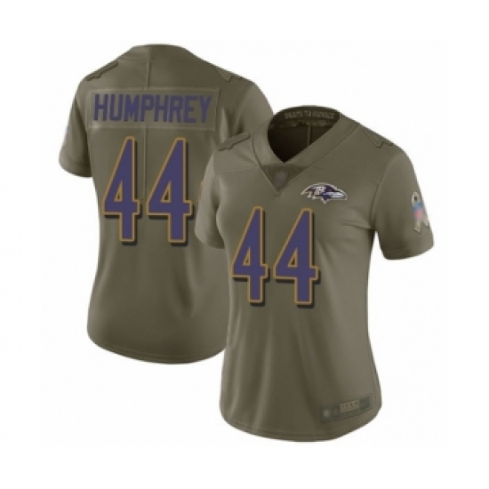 Women's Baltimore Ravens 44 Marlon Humphrey Limited Olive 2017 Salute to Service Football Jersey
