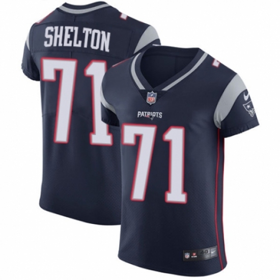 Men's Nike New England Patriots 71 Danny Shelton Navy Blue Team Color Vapor Untouchable Elite Player NFL Jersey