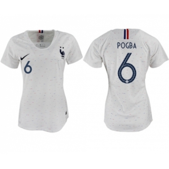 Women's France 6 Pogba Away Soccer Country Jersey