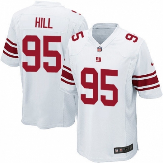 Men's Nike New York Giants 95 B.J. Hill Game White NFL Jersey