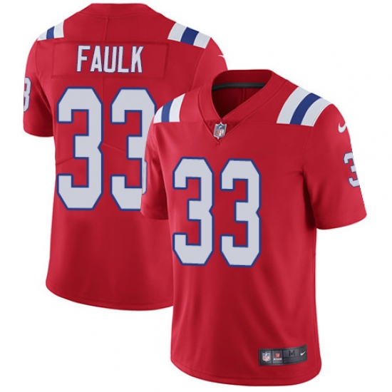 Men's Nike New England Patriots 33 Kevin Faulk Red Alternate Vapor Untouchable Limited Player NFL Jersey