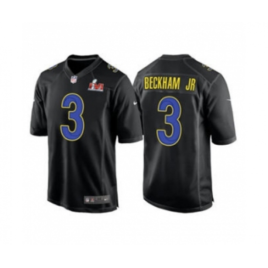 Men's Los Angeles Rams 3 Odell Beckham Jr. Black 2022 Super Bowl LVI Game Stitched Jersey