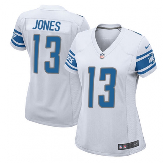 Women's Nike Detroit Lions 13 T.J. Jones Game White NFL Jersey