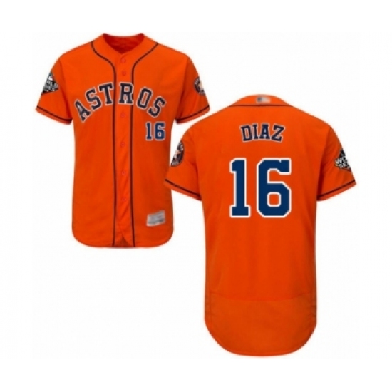 Men's Houston Astros 16 Aledmys Diaz Orange Alternate Flex Base Authentic Collection 2019 World Series Bound Baseball Jersey