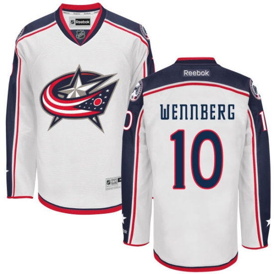 Women's Reebok Columbus Blue Jackets 10 Alexander Wennberg Authentic White Away NHL Jersey