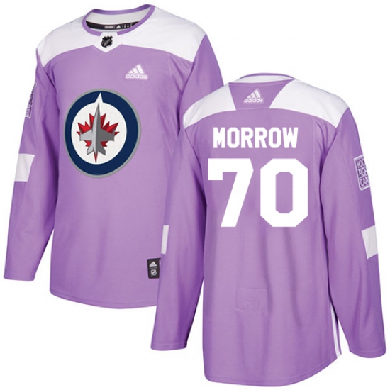 Men's Adidas Winnipeg Jets 70 Joe Morrow Authentic Purple Fights Cancer Practice NHL Jersey