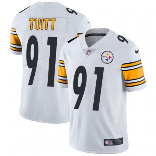 Men's Nike Pittsburgh Steelers 91 Stephon Tuitt White Vapor Untouchable Limited Player NFL Jersey