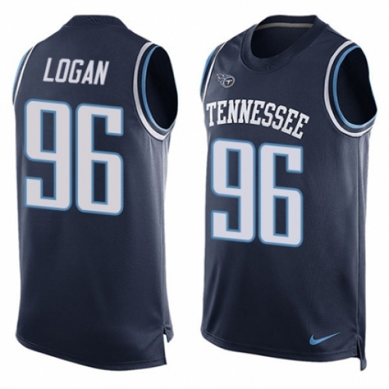 Men's Nike Tennessee Titans 96 Bennie Logan Limited Navy Blue Player Name & Number Tank Top NFL Jersey