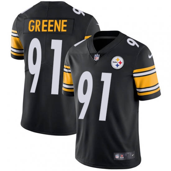 Men's Nike Pittsburgh Steelers 91 Kevin Greene Black Team Color Vapor Untouchable Limited Player NFL Jersey