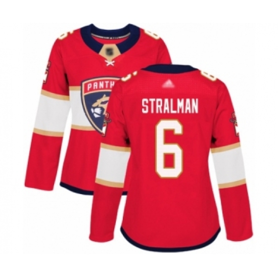 Women's Florida Panthers 6 Anton Stralman Authentic Red Home Hockey Jersey