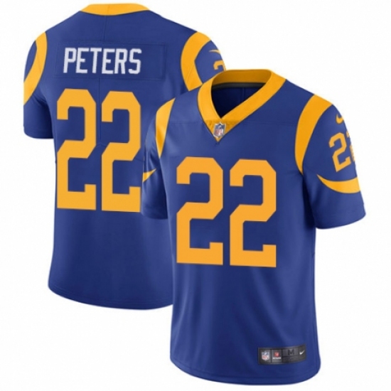 Youth Nike Los Angeles Rams 22 Marcus Peters Royal Blue Alternate Vapor Untouchable Limited Player NFL Jersey