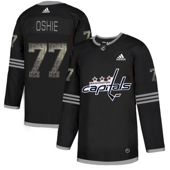 Men's Adidas Washington Capitals 77 T J Oshie Black 1 Authentic Classic Stitched NHL Jersey