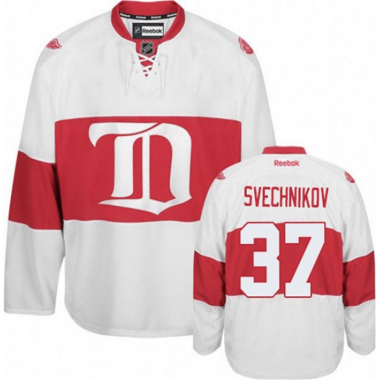 Men's Reebok Detroit Red Wings 37 Evgeny Svechnikov Authentic White Third NHL Jersey