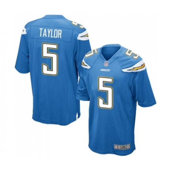 Men's Los Angeles Chargers 5 Tyrod Taylor Game Electric Blue Alternate Football Jersey