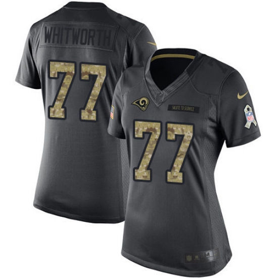 Women's Nike Los Angeles Rams 77 Andrew Whitworth Limited Black 2016 Salute to Service NFL Jersey
