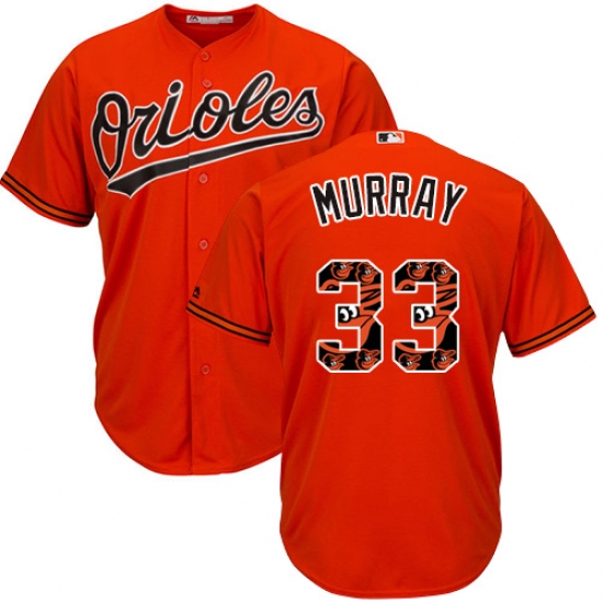 Men's Majestic Baltimore Orioles 33 Eddie Murray Authentic Orange Team Logo Fashion Cool Base MLB Jersey