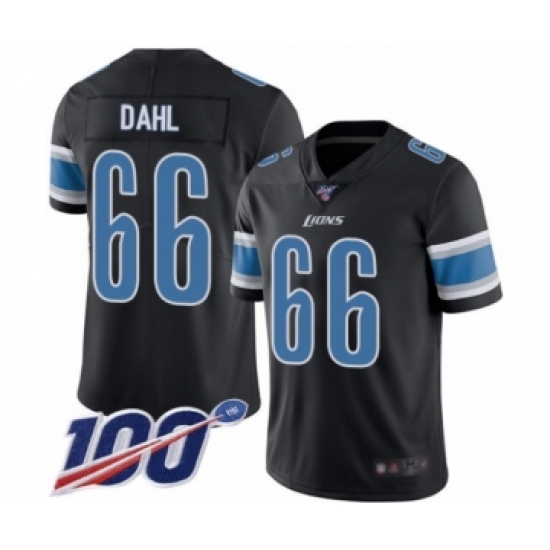 Men's Detroit Lions 66 Joe Dahl Limited Black Rush Vapor Untouchable 100th Season Football Jersey