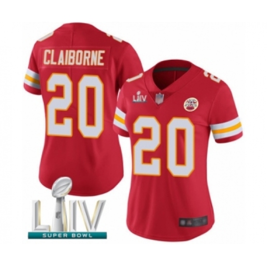 Women's Kansas City Chiefs 20 Morris Claiborne Red Team Color Vapor Untouchable Limited Player Super Bowl LIV Bound Football Jersey