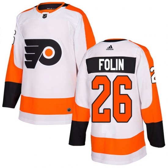 Men's Adidas Philadelphia Flyers 26 Christian Folin Authentic White Away NHL Jersey