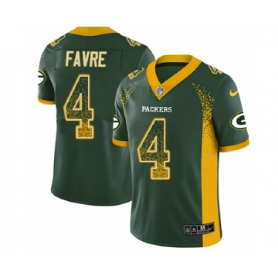 Youth Nike Green Bay Packers 4 Brett Favre Limited Green Rush Drift Fashion NFL Jersey