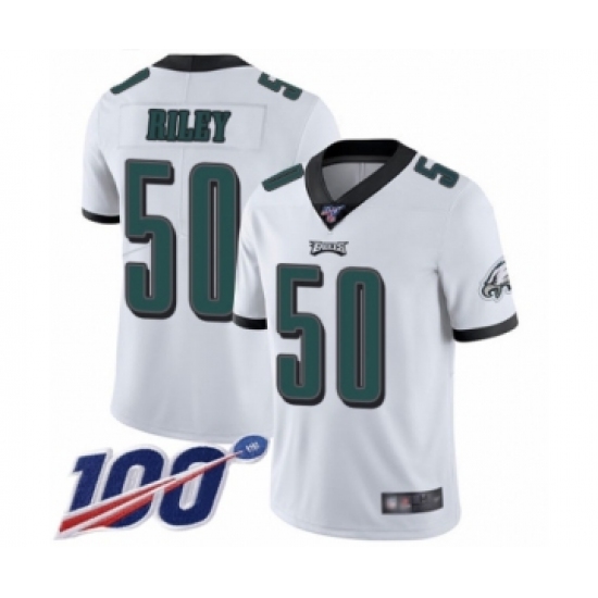 Men's Philadelphia Eagles 50 Duke Riley White Vapor Untouchable Limited Player 100th Season Football Jersey