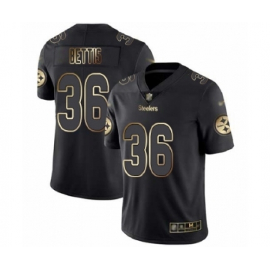 Men's Pittsburgh Steelers 36 Jerome Bettis Black Gold Vapor Untouchable Limited Player Football Jersey