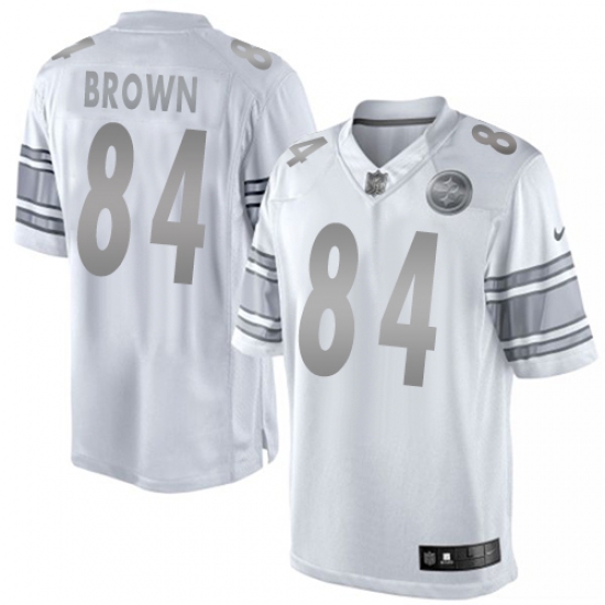 Men's Nike Pittsburgh Steelers 84 Antonio Brown Limited White Platinum NFL Jersey