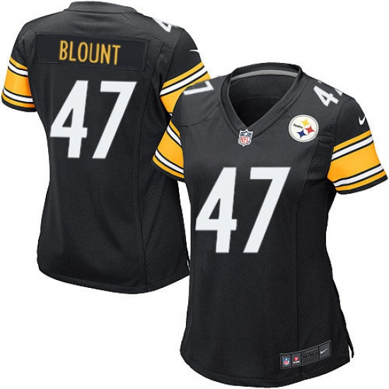 Women's Nike Pittsburgh Steelers 47 Mel Blount Game Black Team Color NFL Jersey