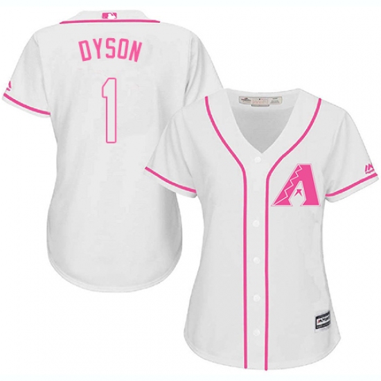 Women's Majestic Arizona Diamondbacks 1 Jarrod Dyson Replica White Fashion MLB Jersey