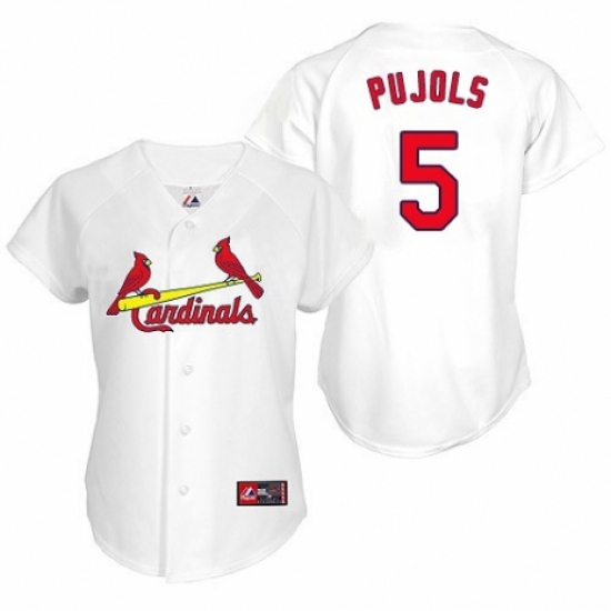 Women's Majestic St. Louis Cardinals 5 Albert Pujols Authentic White MLB Jersey