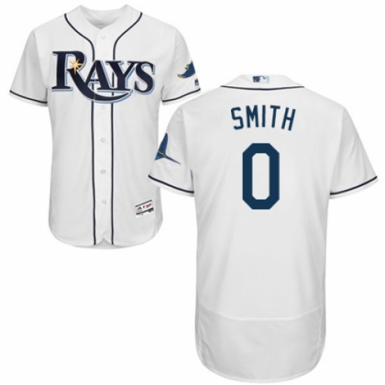 Men's Majestic Tampa Bay Rays 0 Mallex Smith Home White Home Flex Base Authentic Collection MLB Jersey