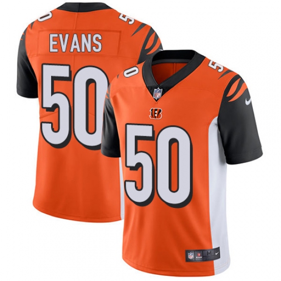 Men's Nike Cincinnati Bengals 50 Jordan Evans Orange Alternate Vapor Untouchable Limited Player NFL Jersey