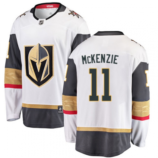 Men's Vegas Golden Knights 11 Curtis McKenzie Authentic White Away Fanatics Branded Breakaway NHL Jersey
